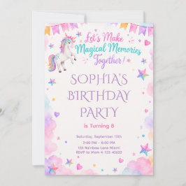 Convites Watercolor Unicorn Pink Party Invite