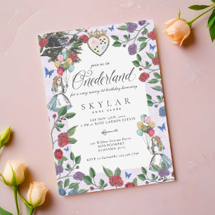 Convites Watercolor Vintage Alice No Aniversário De Onederl