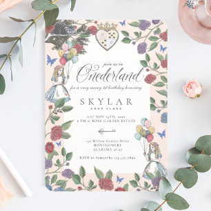 Convites Watercolor Vintage Alice No Aniversário Do OneDerl