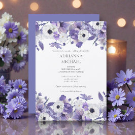 Convites Watercolor Violet Flowers Wedding