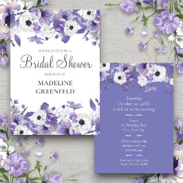 Convites Watercolor Violet Flowers Wedding Bridal Shower