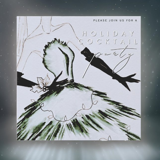 Convites Watercolor Vogue Fashion Holiday Cocktail (Criador carregado)