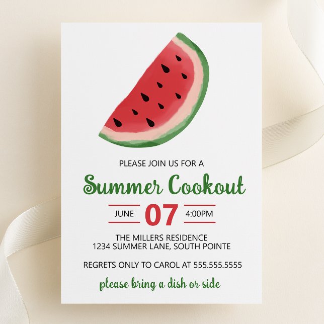 Convites Watercolor Watermelon Summer Cookout Party (Criador carregado)