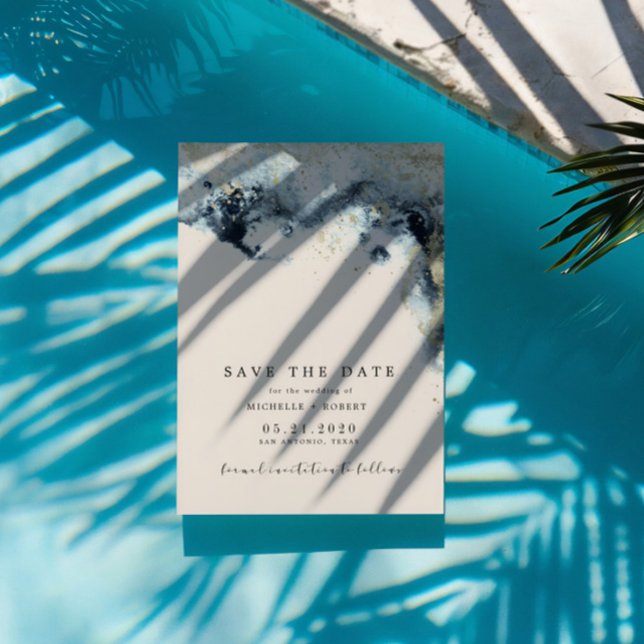 Convites Watercolor Waves Collage Foto Salva a Data (Criador carregado)