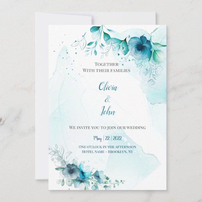 Convites Watercolor Wedding Invitation  (Frente)