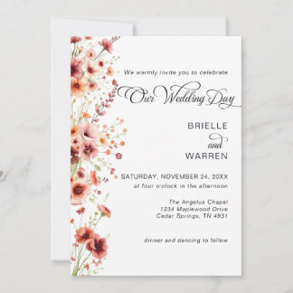 Convites Watercolor Wedding Invitation Wild Flowers