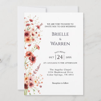 Convites Watercolor Wedding Invitation with Wild Flowers