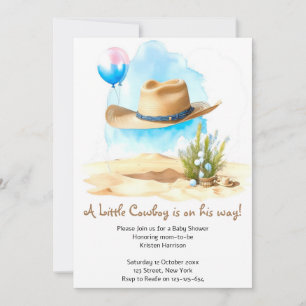 Convites Watercolor Western: Chá de Cowboy do Baby Boy