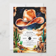 Watercolor Western Cowboy Birthday