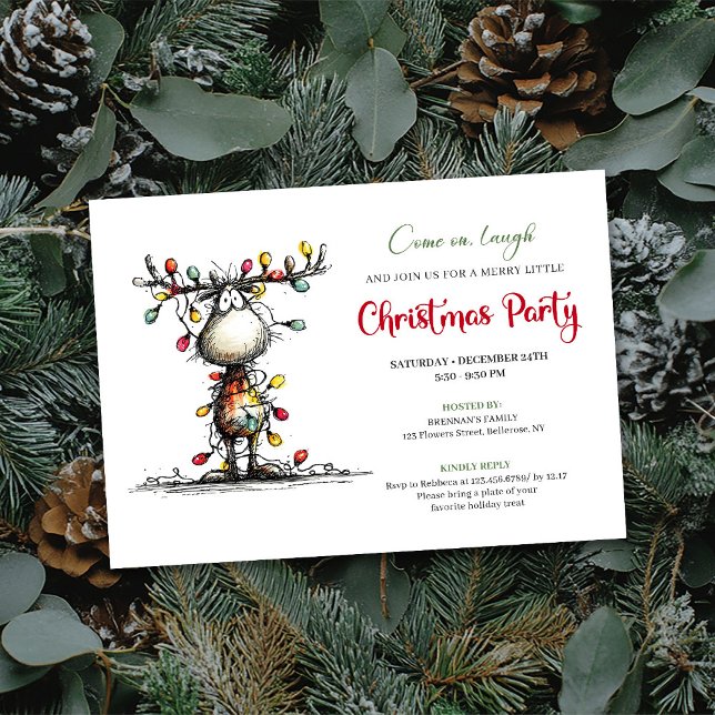 Convites Watercolor whimsical reindeer party invitation (Watercolor whimsical reindeer party invitation

)