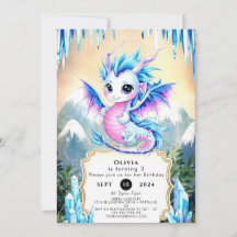 Watercolor Whimsy Dragon Birthday