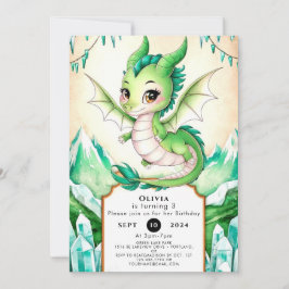 Convites Watercolor Whimsy Dragon Birthday