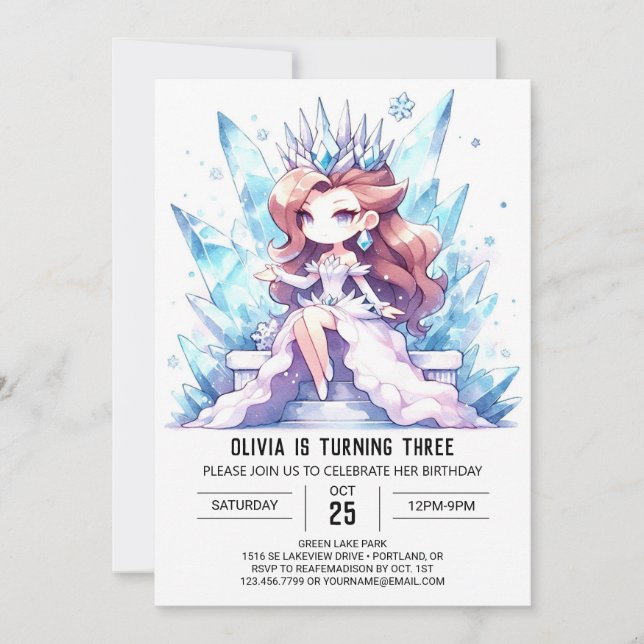 Convites Watercolor Whimsy Princess Birthday (Frente)