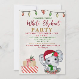 Convites Watercolor White Elephant Gift Exchange Party