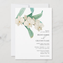 Convites Watercolor White Orchids Floral Wedding
