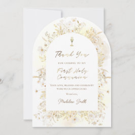 Convites watercolor white yellow flowers thank you card