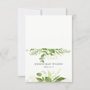 Convites Watercolor Wild Green Foliage Place Card I