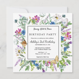 Convites Watercolor Wildflower | Aniversário Floral | Qualq