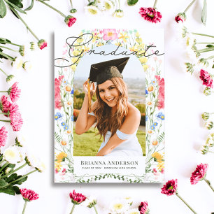 Convites Watercolor Wildflower Arch Graduation Photo
