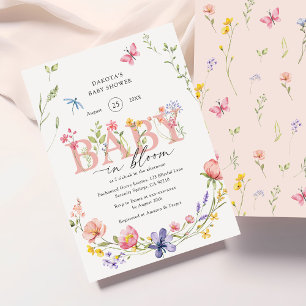 Convites Watercolor Wildflower Baby in Bloom