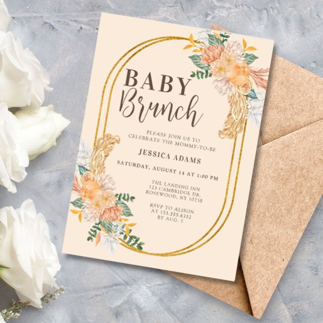 Convites Watercolor Wildflower Boho Baby Brunch (Criador carregado)