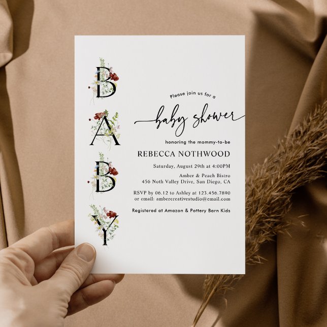 Convites Watercolor Wildflower Boho Invest (Criador carregado)