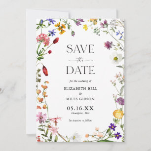 Convites Watercolor Wildflower Boho Weding Date