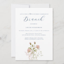 Convites Watercolor Wildflower Calliografia 90 Birthday