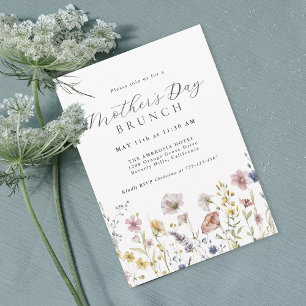 Convites Watercolor Wildflower Dia de as mães Brunch