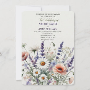 Convites Watercolor Wildflower Floral Weditation