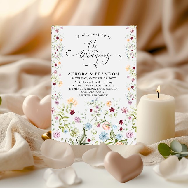 Convites Watercolor Wildflower Garden Floral Wedding  (Criador carregado)