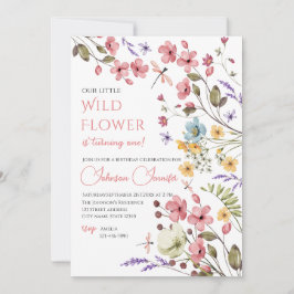 Convites Watercolor Wildflower Girl 1st Birthday Invitation