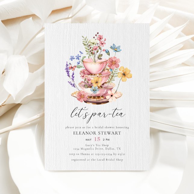Convites Watercolor Wildflower Lets Partea Chá de panela (Criador carregado)