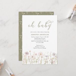 Convites Watercolor Wildflower Oh Baby Script Chá