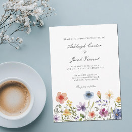 Convites Watercolor Wildflower Pretty Spring Garden Wedding