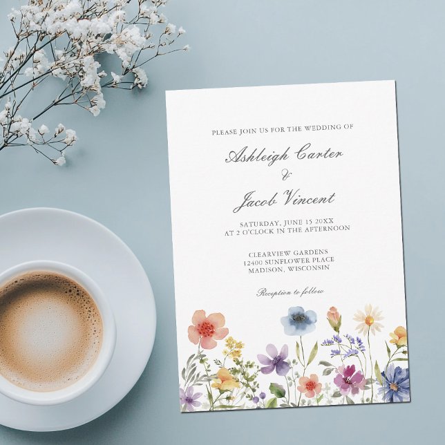 Convites Watercolor Wildflower Pretty Spring Garden Wedding (Criador carregado)