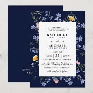 Convites Watercolor Wildflower QR Code Detalhes RSVP Casame