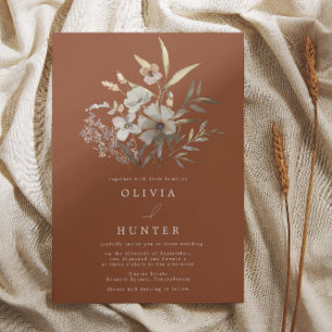 Convites Watercolor Wildflower Terracotta Wedding