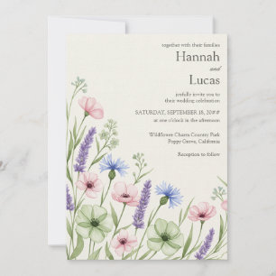 Convites Watercolor Wildflower Wedation Modelo