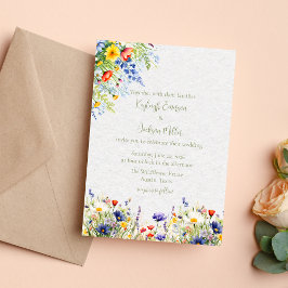 Convites Watercolor Wildflower Wedding Invitation
