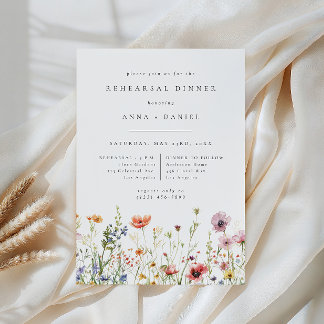 Convites Watercolor Wildflower Wedding Rehearsal Dinner