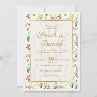 Convites Watercolor Wildflower Weditation Editable