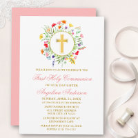 Watercolor Wildflower Wreath Dourada Comunhão Rosa