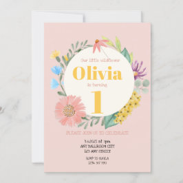 Convites Watercolor Wildflower Wreath First Birday