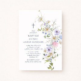 Convites Watercolor Wildflowers Baptism Invitation