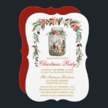 Convites Watercolor Winter Floral Mason Jar Christmas Party<br><div class="desc">A Elegante Watercolor Winter Floral Mason Jar Christmas Convite de festas inclui poinsettias vermelhas com aquarelas,  rosas brancas,  pines cones,  bagas ocas,  algodão e folhagem botânica. A colagem de Mason Jar inclui a família de veados aquosos em uma floresta de pinheiros florestais. Red Back.</div>