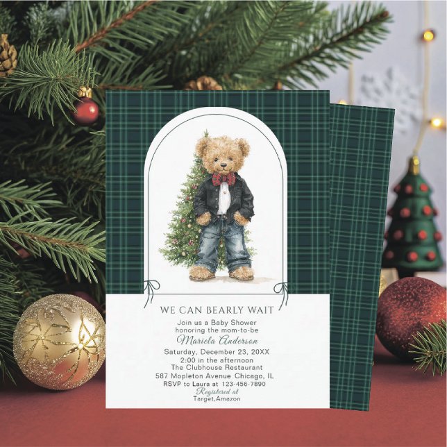 Convites Watercolor  Winter  Teddy bear ChristmasInvitation (Criador carregado)