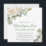Convites Watercolor Winter White Rose Christmas Eve<br><div class="desc">Linda Watercolor White Rose Winter Floral design em fundo branco</div>