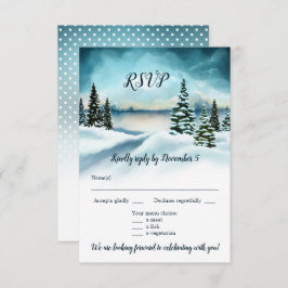 Convites Watercolor Winter Wonderland Weding Menu RSVP