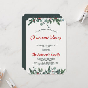 Convites Watercolor Wintery Floral Christmas Party